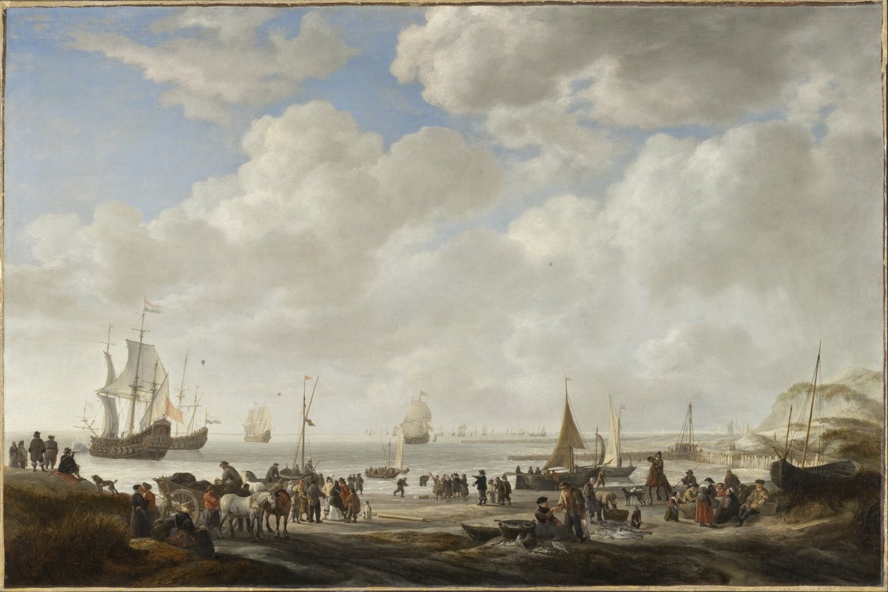 Näkymä rannalle, 1646 tekijältä Simon de Vlieger