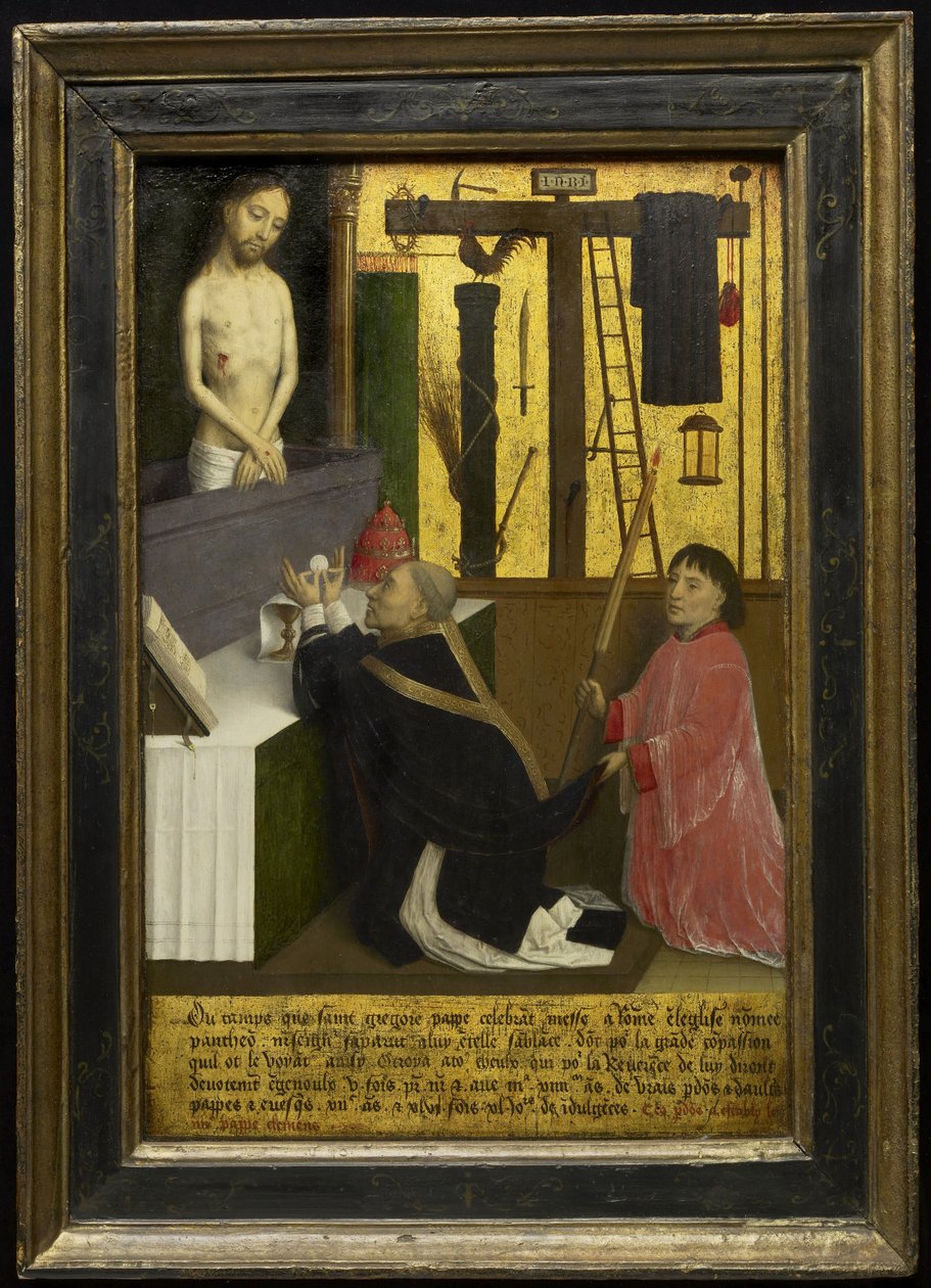 Pyhän Gregoryn messu, n. 1460-1465 (öljy ja kultalehti puulevyssä) tekijältä Simon Marmion