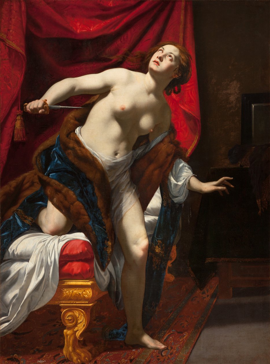 Lucrecen itsemurha, n. 1625 tekijältä Simon Vouet