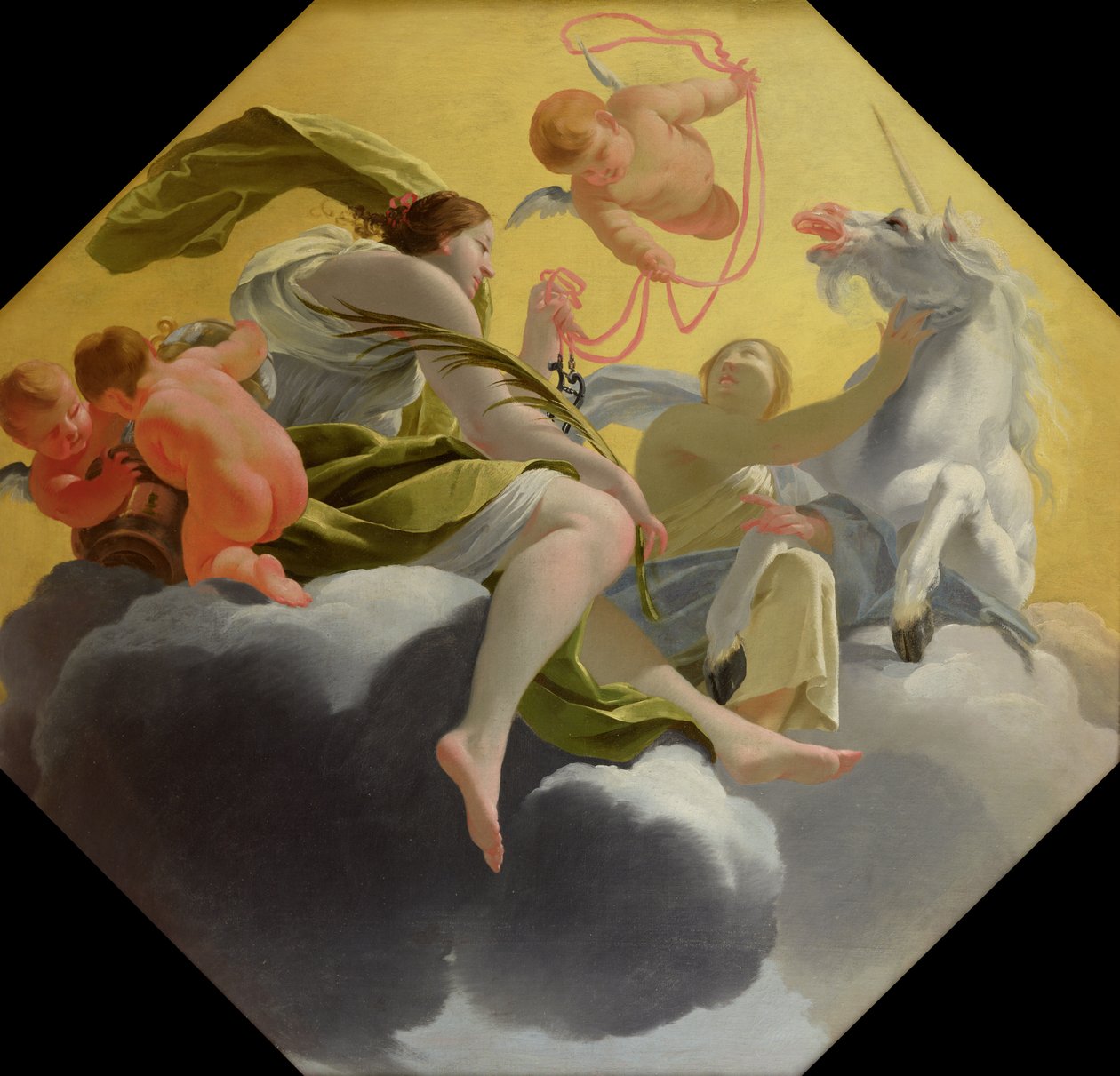 Temperance, sarjasta neljä kardinaalihyvettä kuningattaren makuuhuoneen katossa Saint-Germain-en-Layessa, n. 1637-38 tekijältä Simon Vouet