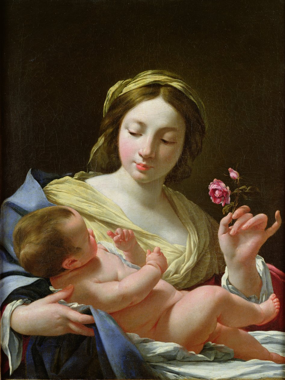 Neitsyt ja lapsi ruusun kanssa tekijältä Simon Vouet