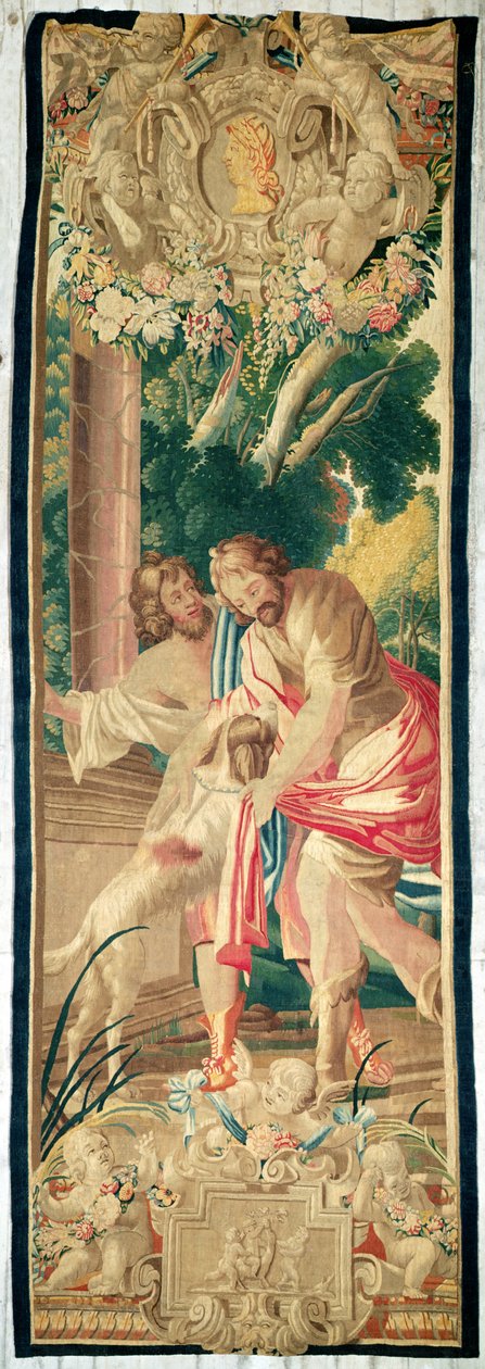 Ulysses Telemachuksen kanssa tunnistaa hänen koirastaan Argusista (villakudos) tekijältä Simon Vouet