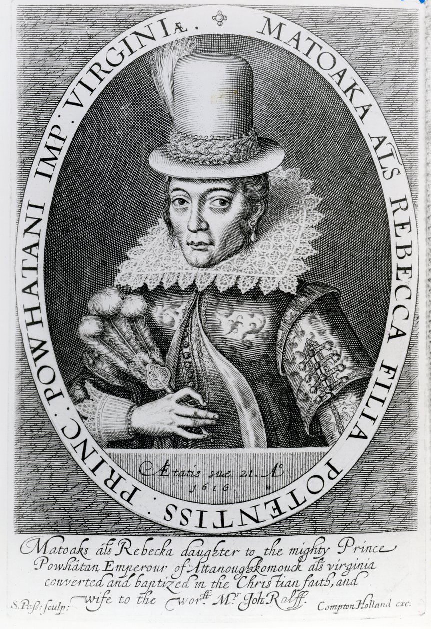 Pocahontas, 1616 tekijältä Simon de Passe