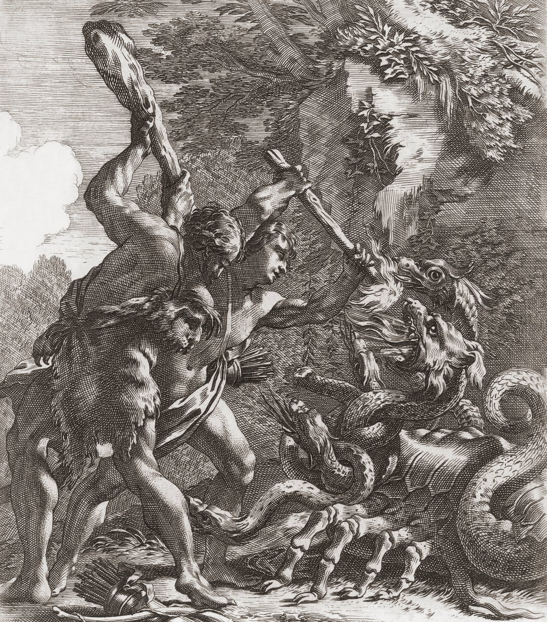 Hercules ja Hydra. (Tulosta) tekijältä Simon (after) Vouet