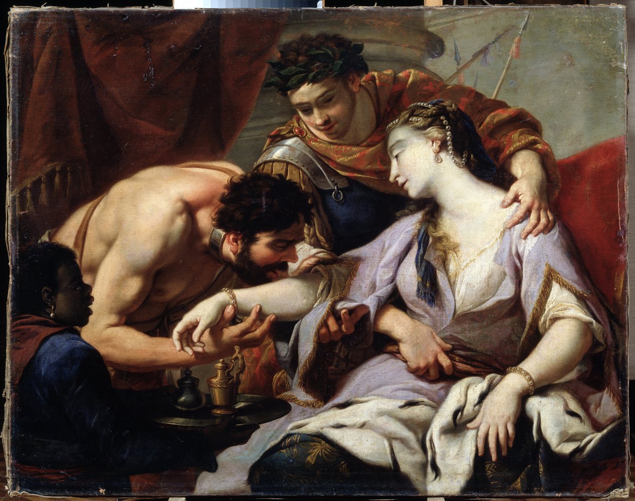 Kuningatar ja orja. Maalaus Simon Vouetin koulusta (1590-1649). Öljy kankaalle tekijältä Simon (circle of) Vouet