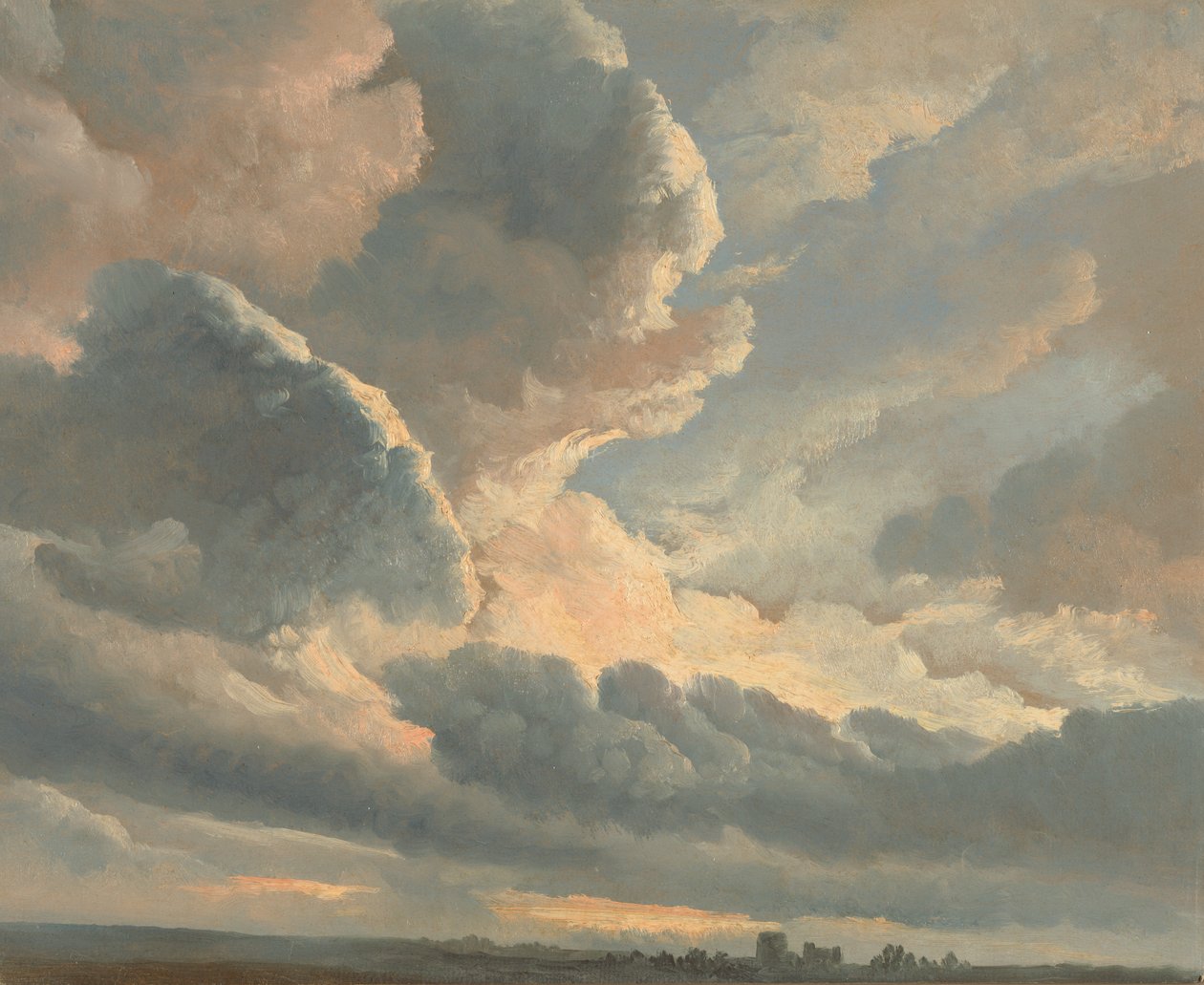 Tutkimus pilvistä auringonlaskun kanssa Rooman lähellä tekijältä Simon Alexandre Clément Denis