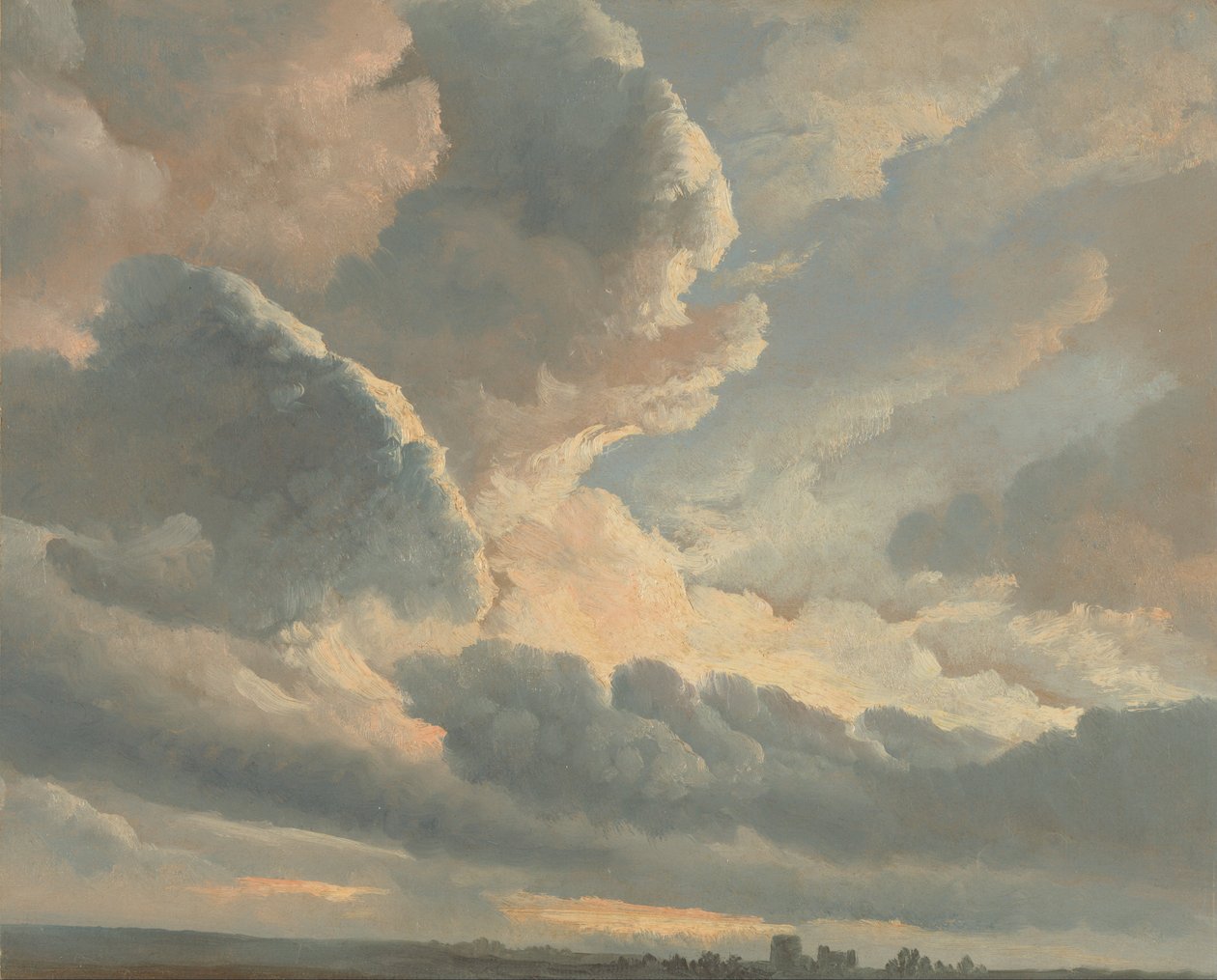Tutkimus pilvistä auringonlaskun kanssa lähellä Roomaa tekijältä Simon Alexandre Clément Denis