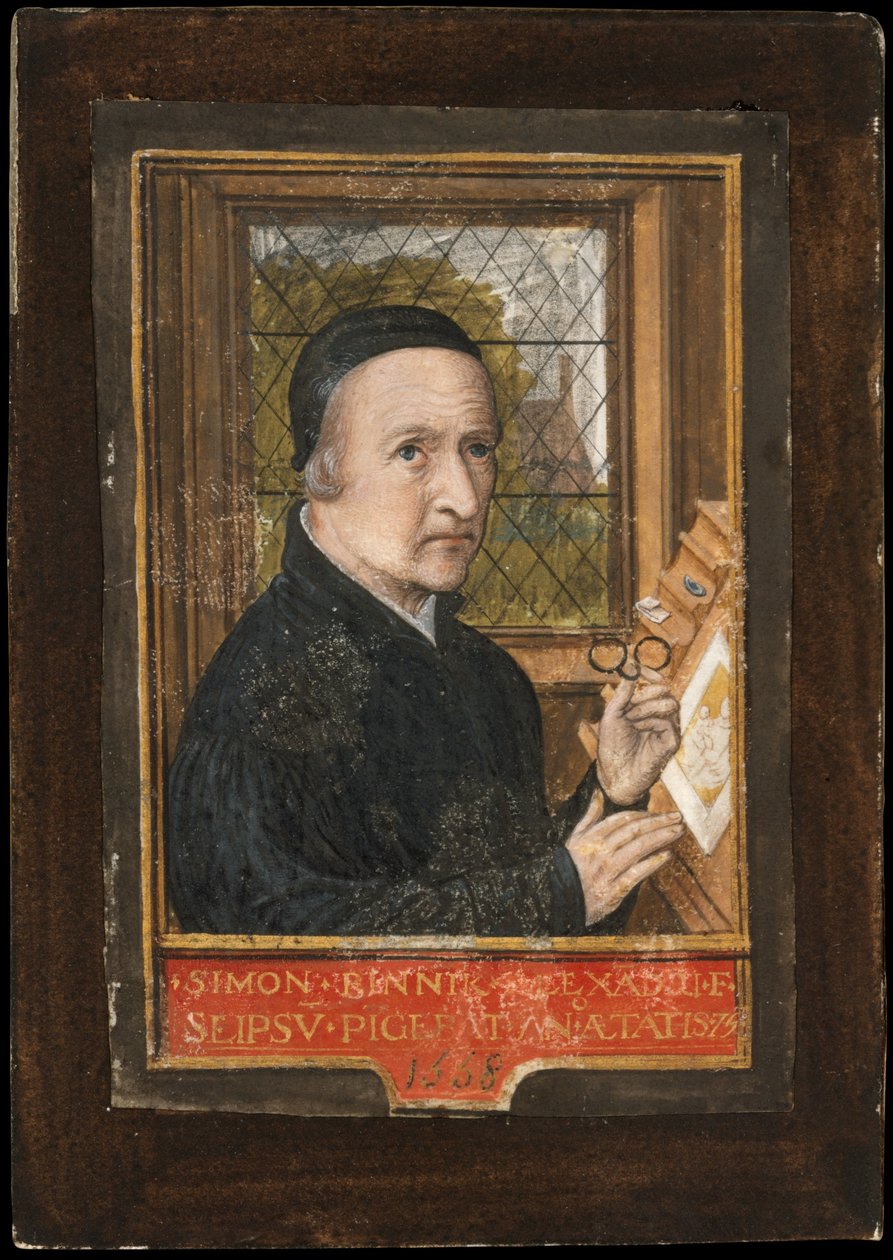 Omakuva, 1558 (tempera ja lehtikulta pergamentille). tekijältä Simon Bening