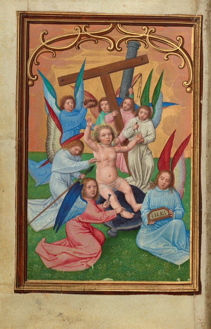 Das Christkind umgeben von den Werkzeugen der Passion tekijältä Simon Bening