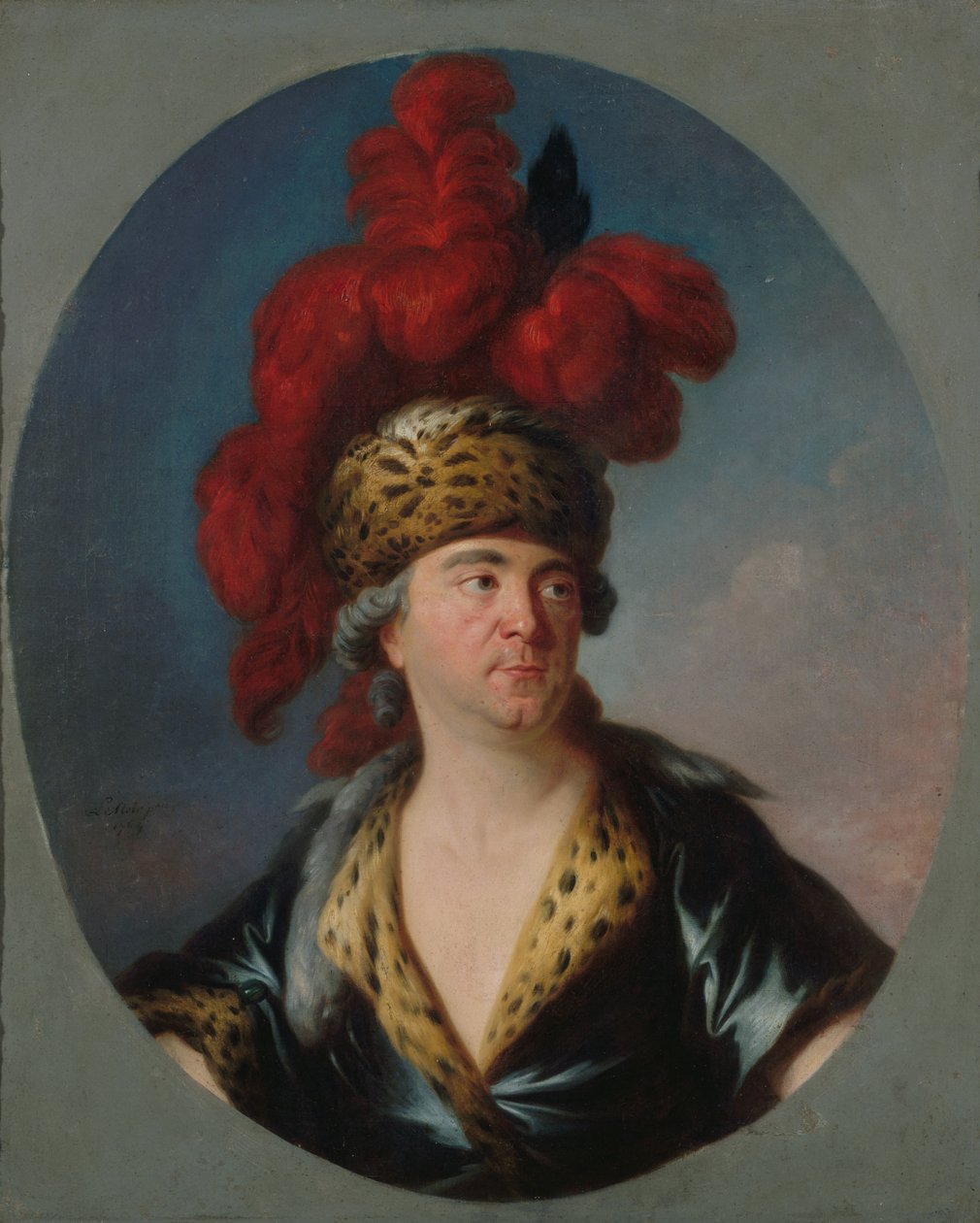 Muotokuva Henri-Louis Lekainista 1728-1778 Tšingis-kaanina näytelmässä..., 1750-luvun loppu. tekijältä Simon Bernard Lenoir