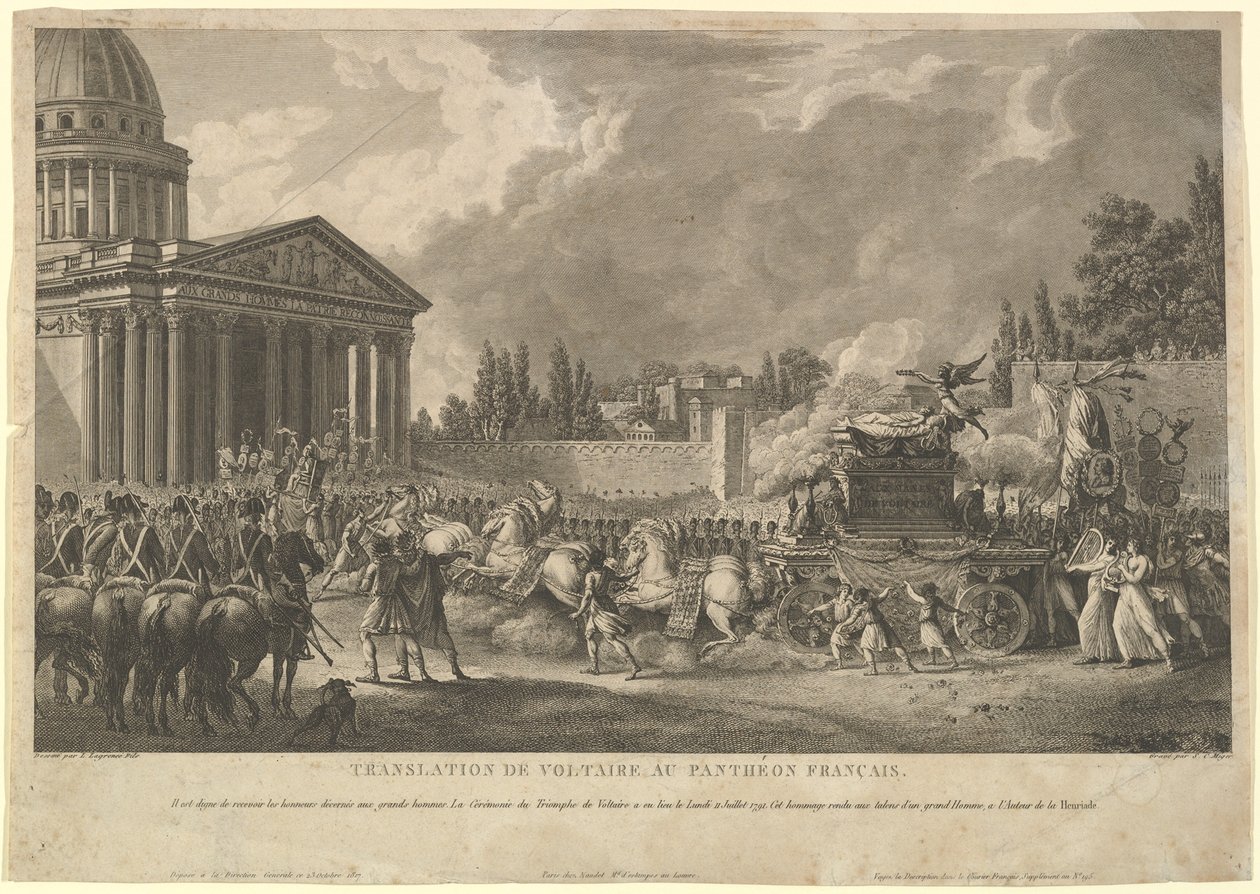 Voltairen käännös ranskalaisessa pantheonissa, 1817. tekijältä Simon Charles Miger