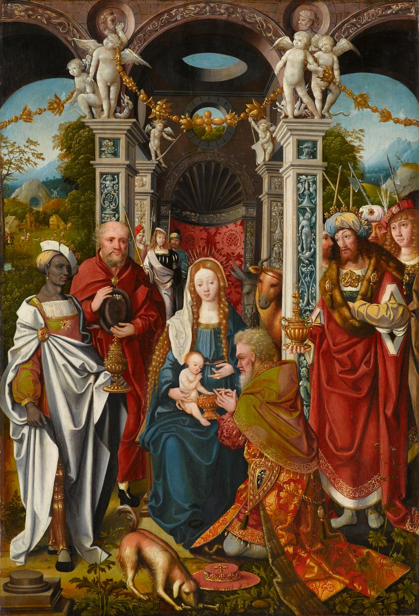 The Adoration of the Magi, 1500-luvun toinen neljännes (öljy (temperalla?) taulussa) tekijältä Simon Claesz van Waterlant