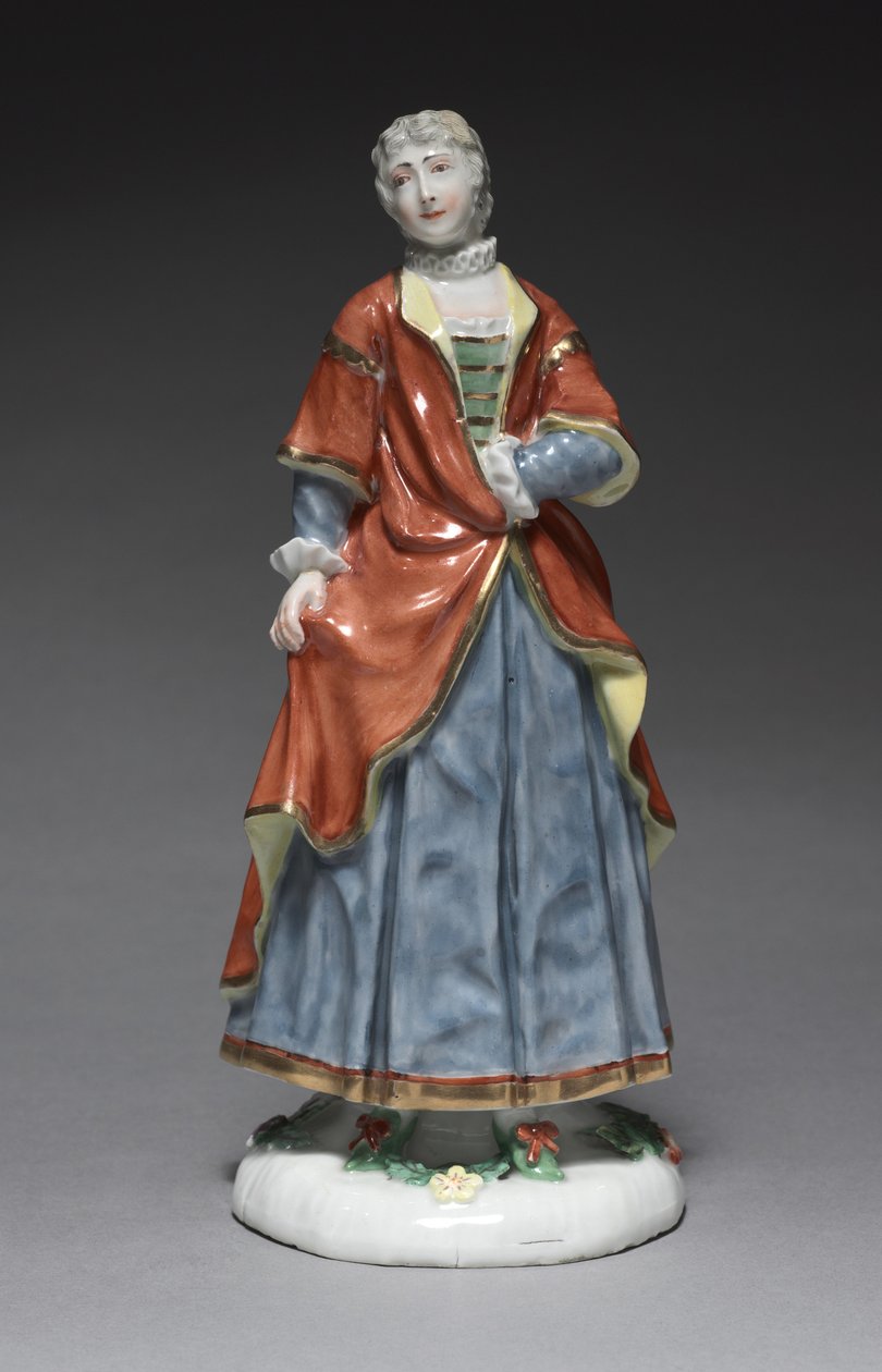 Italialainen komediafiguuri: Isabella, n. 1753 (posliini emalilla koristeltu) tekijältä Simon Feilner