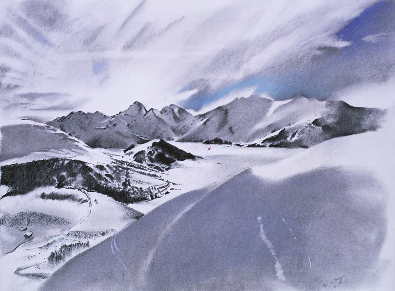 Alpes et nuages, 2003 (pastelli ja sekatekniikka paperille) tekijältä Simon Fletcher