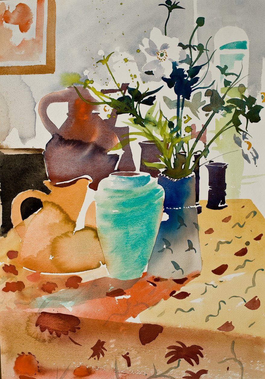 Japanilaiset anemonit, 2015 (akvarelli) tekijältä Simon Fletcher