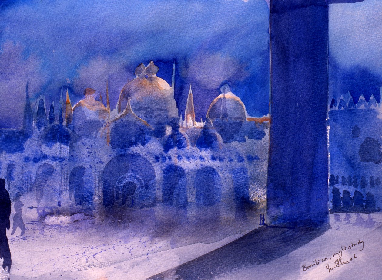 Basilika, yötutkimus, 2006 (akvarelli paperille) tekijältä Simon Fletcher