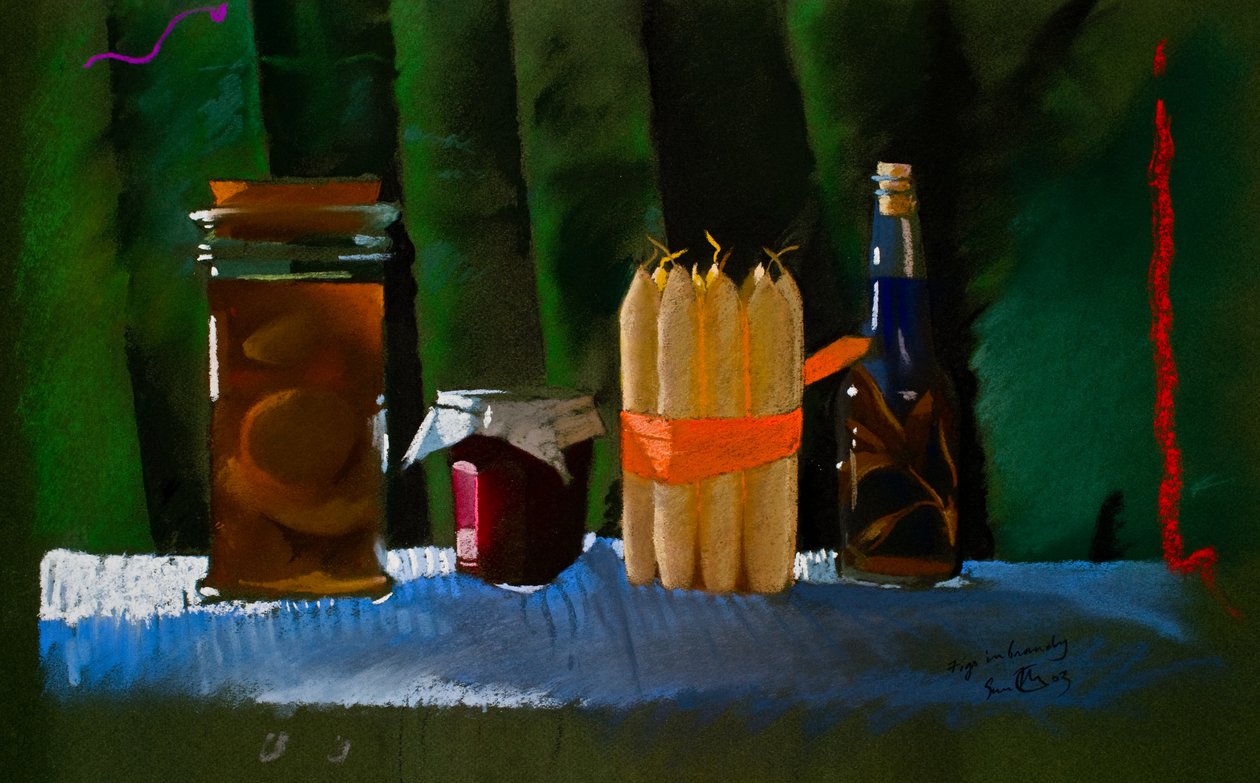 Joulu, viikunat konjakissa, 2000 (pastelli) tekijältä Simon Fletcher
