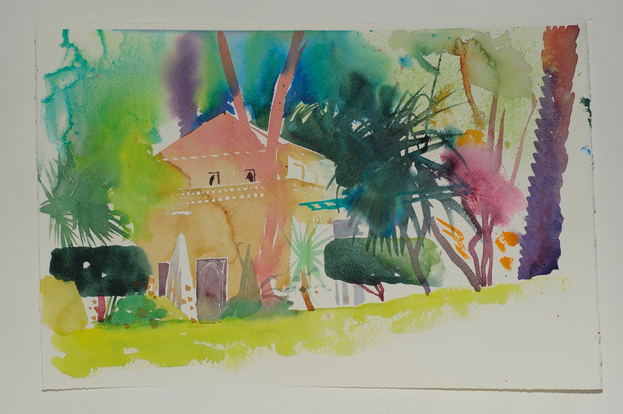 Dar Zemora Pavillion 2, 2010 (akvarelli paperille) tekijältä Simon Fletcher