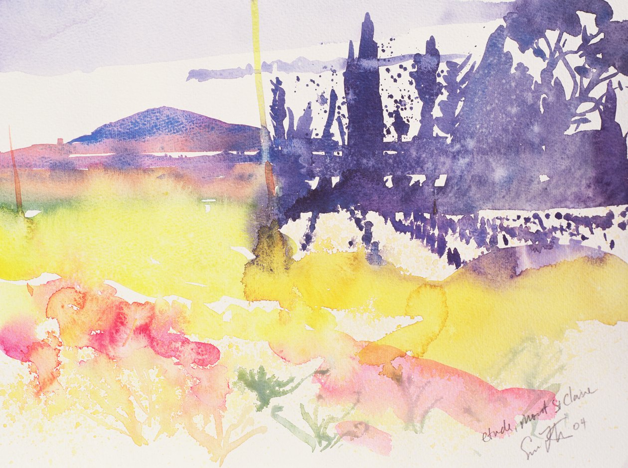Etude Mont St. Clair, 2004 (akvarelli paperille) tekijältä Simon Fletcher