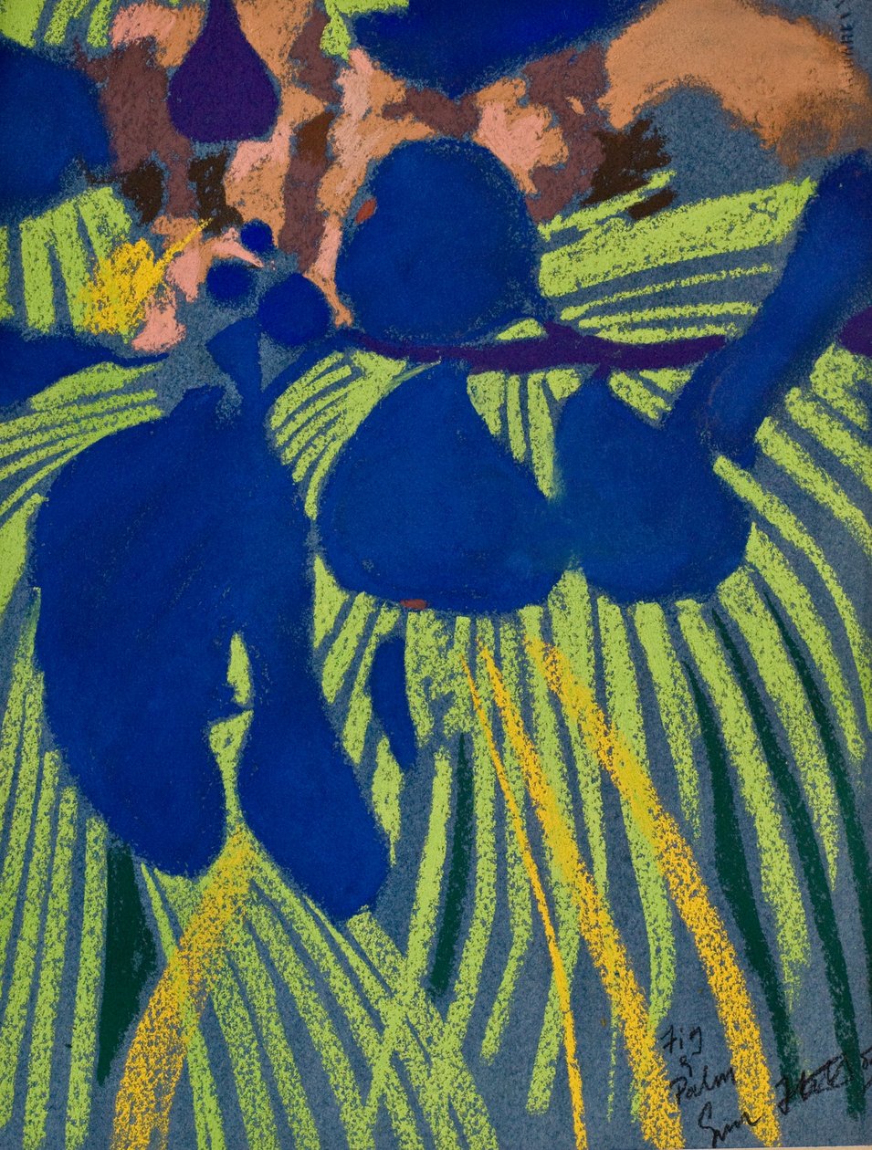 Viikuna ja palmu (pastelli paperille) tekijältä Simon Fletcher