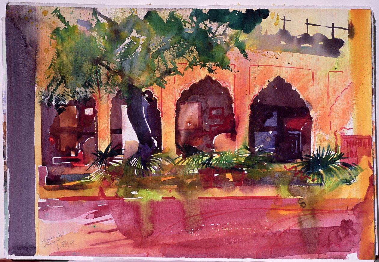 Haveli Inn Pal Jodphur, 2007 (akvarelli paperille) tekijältä Simon Fletcher