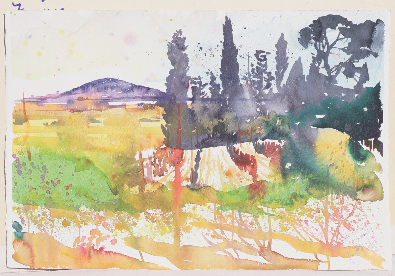 Sete, vu de Loupian, 2004 (akvarelli paperille) tekijältä Simon Fletcher