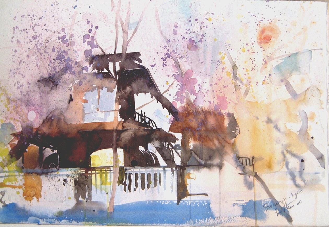 Sho Sein Ji Kyoto, 2000 (akvarelli) tekijältä Simon Fletcher
