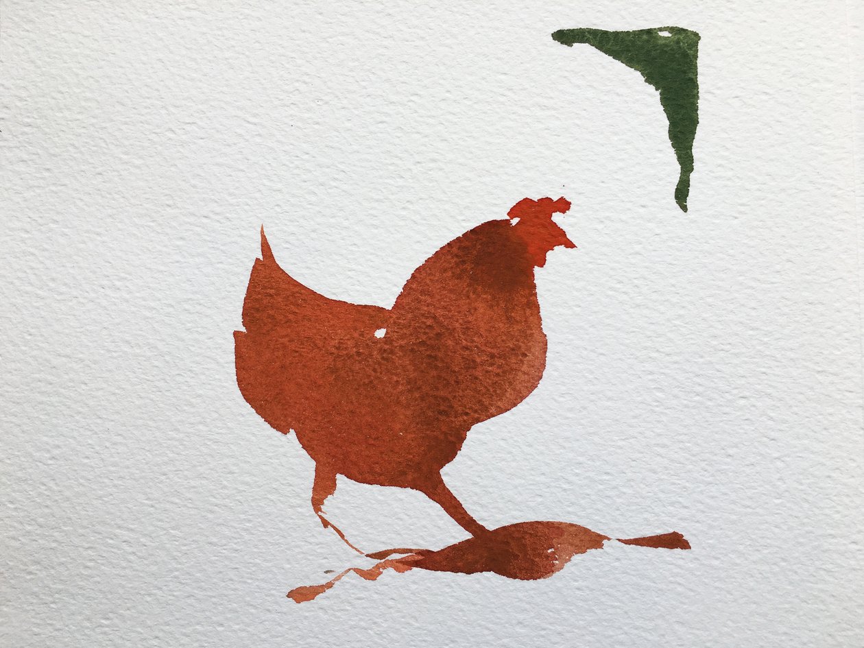 Single chicken, 2020 (työ paperille) tekijältä Simon Fletcher