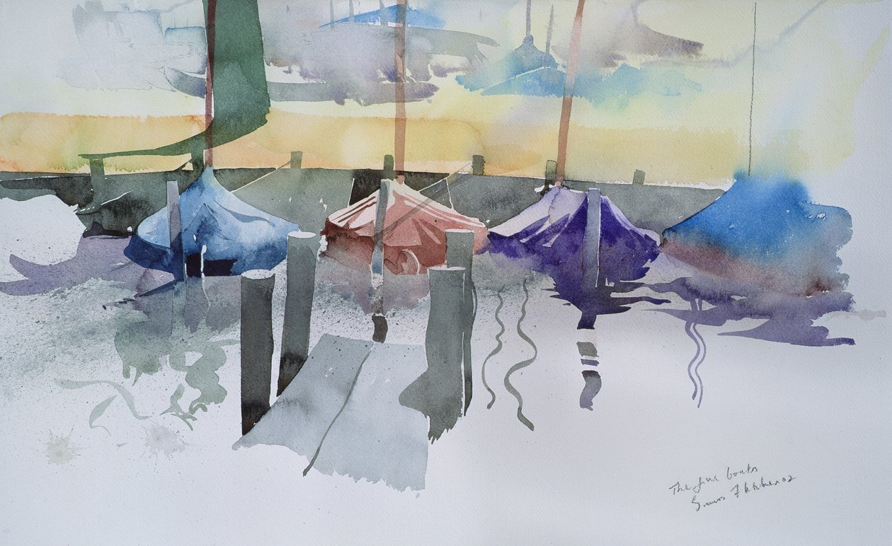 Viisi venettä, 2002 (akvarelli) tekijältä Simon Fletcher