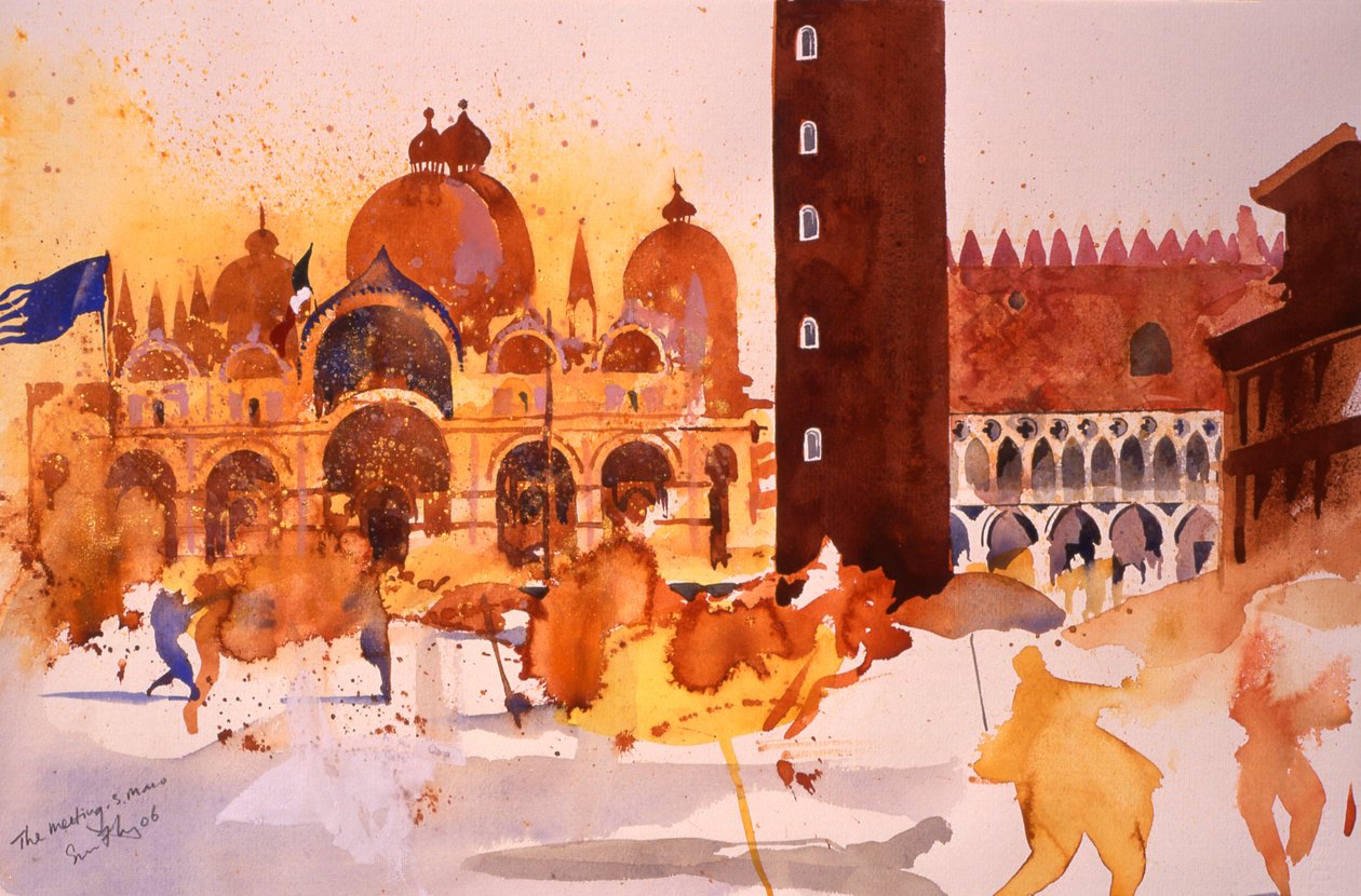 Kokous, San Marco, 2006 (akvarelli paperille) tekijältä Simon Fletcher