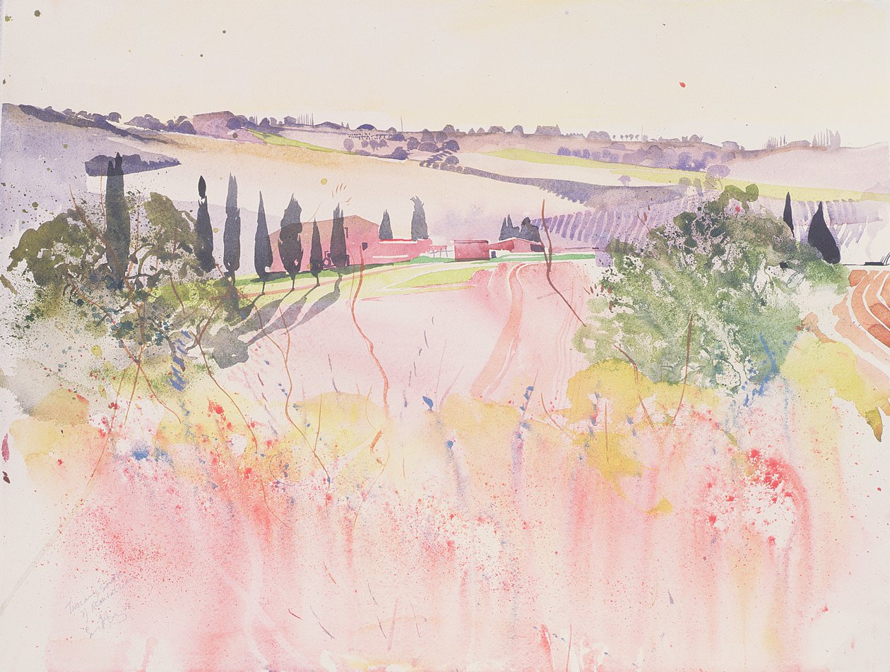 Toscana Montalcinon eteläpuolella, 2002 (akvarelli) tekijältä Simon Fletcher