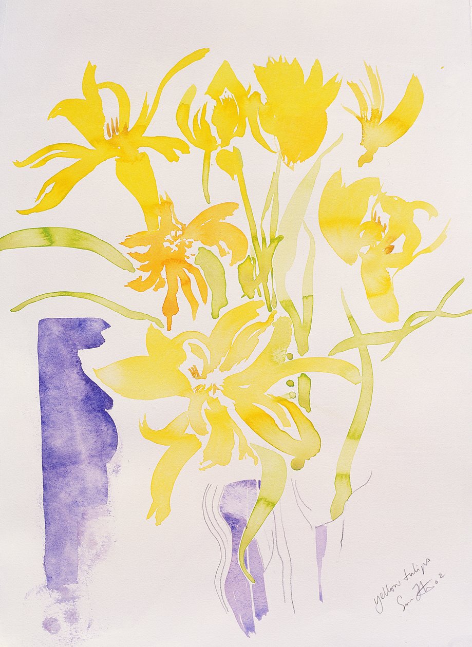 Keltaiset tulppaanit, 2000 (akvarelli) tekijältä Simon Fletcher