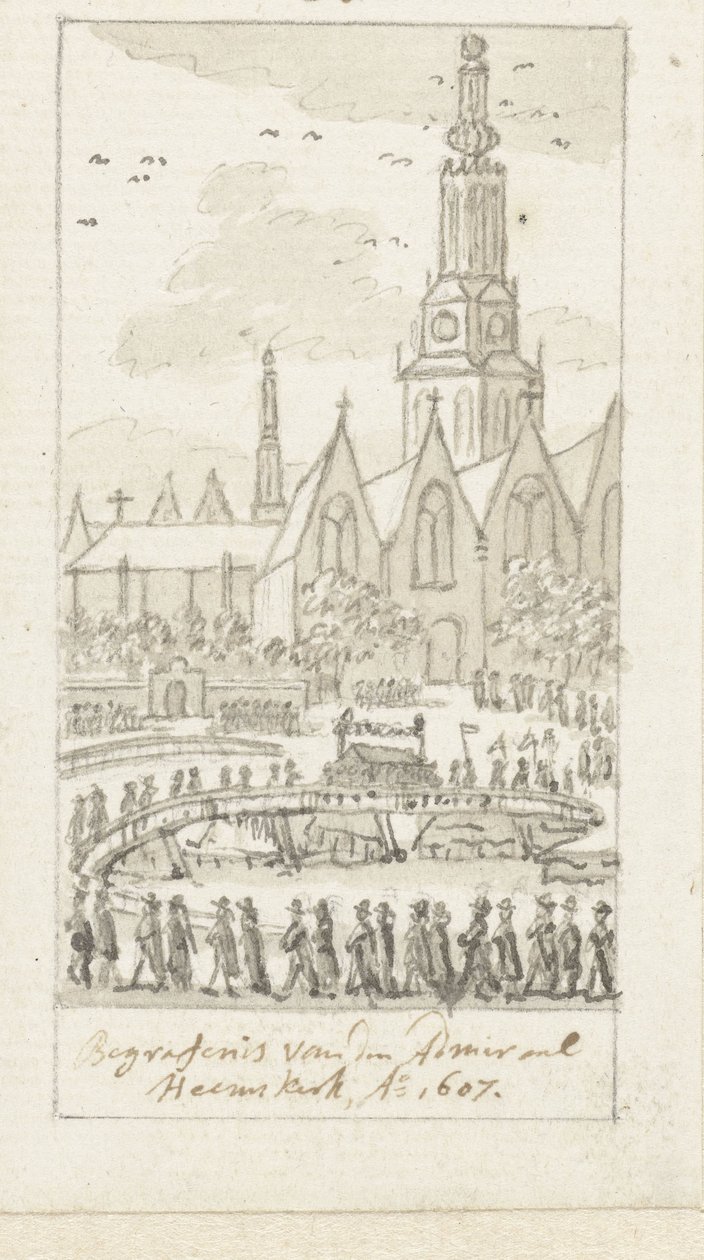 Jacob van Heemskerckin hautaus Oude Kerkissä Amsterdamissa, 1607 tekijältä Simon Fokke