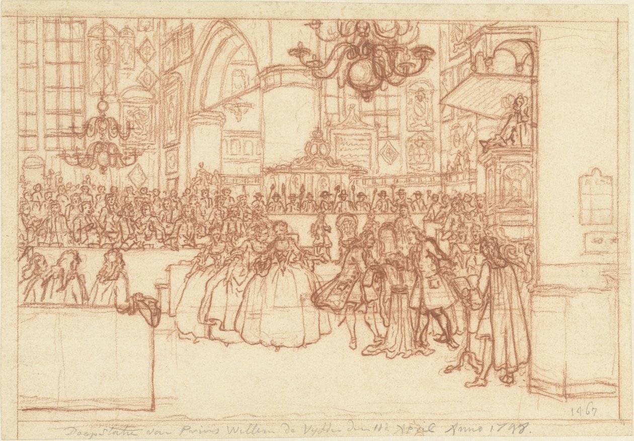 Prinssi William V:n kaste, 1748 Prinssi Willem de Vyfden kaste 11. huhtikuuta 1748 (esineen otsikko) tekijältä Simon Fokke