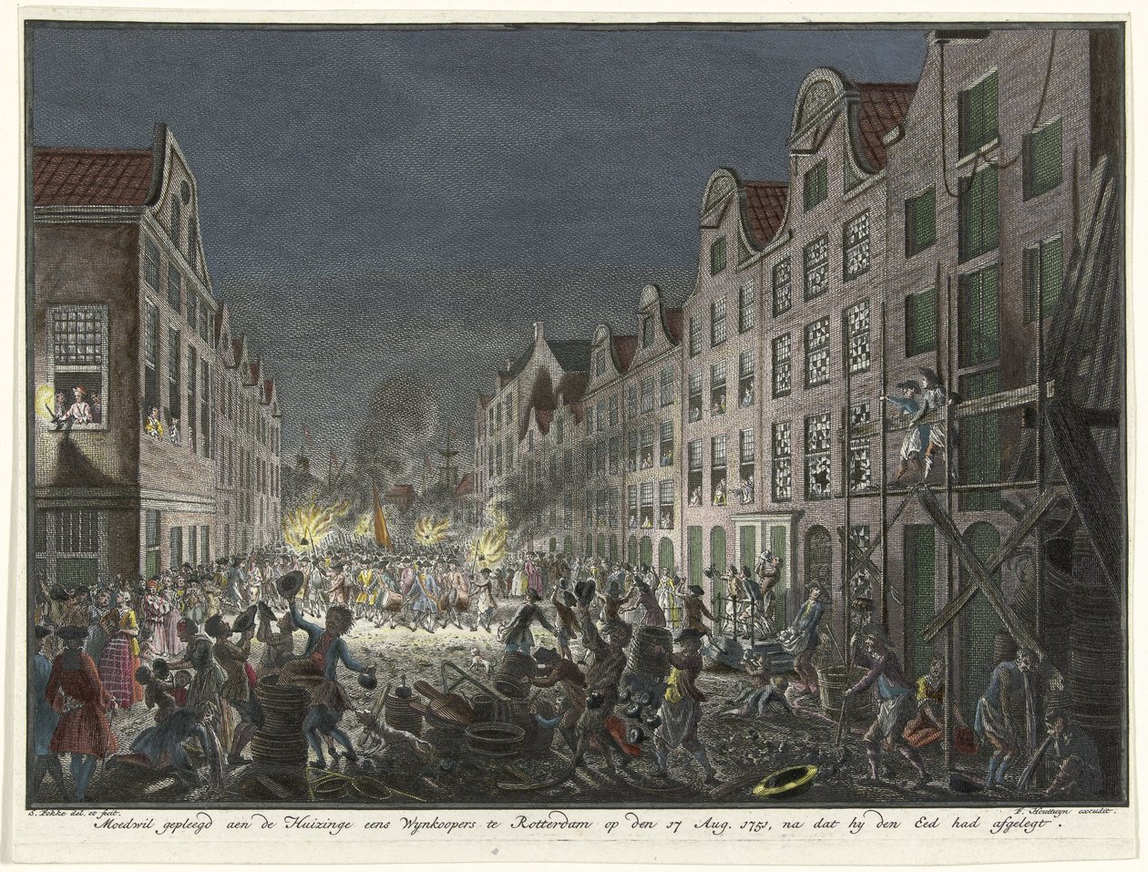 Viininostajan Gerrit Hagedoorenin talon ryöstö Rotterdamissa, 1751 Tahallinen tahto sitoutui Huizinge Once Wynkoopersiin Rotterdamissa 17. elokuuta. 1751, sen jälkeen kun hän oli vannonut valan (nimike esineessä) tekijältä Simon Fokke