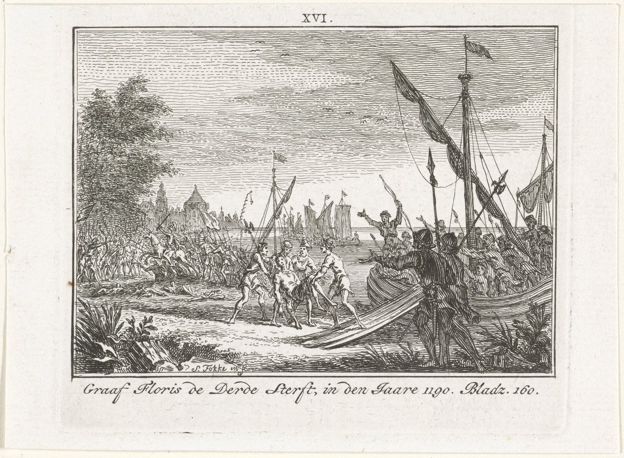 Hollantilaisen Floris III:n kuolema Antiokiassa, 1784 tekijältä Simon Fokke
