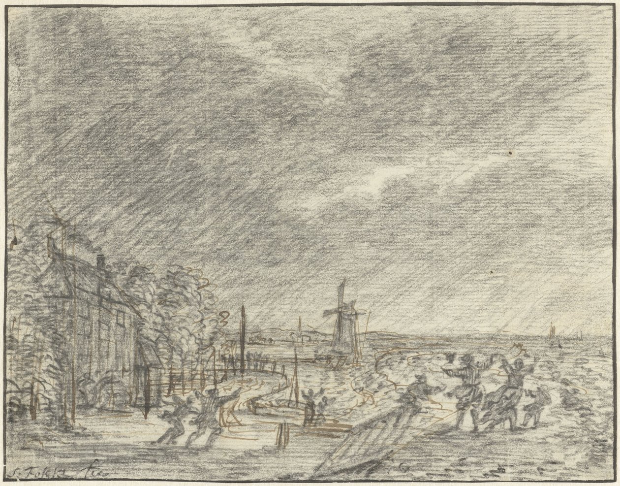 Raskas myrsky ja tulva Halfwegissä 15. marraskuuta 1775 tekijältä Simon Fokke