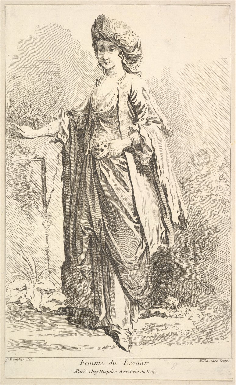 Levantin nainen, kokoelmasta erilaisia ​​ulkomaisia ​​hahmoja Keksijä F. Bouc..., 1700-luku. tekijältä Simon Francois Ravenet