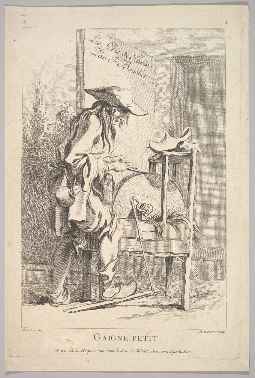 Etukappale: Gaigne Petit, Le Cris de Paris The Cries of Paris, levy 1, 1700-luku. tekijältä Simon Francois Ravenet