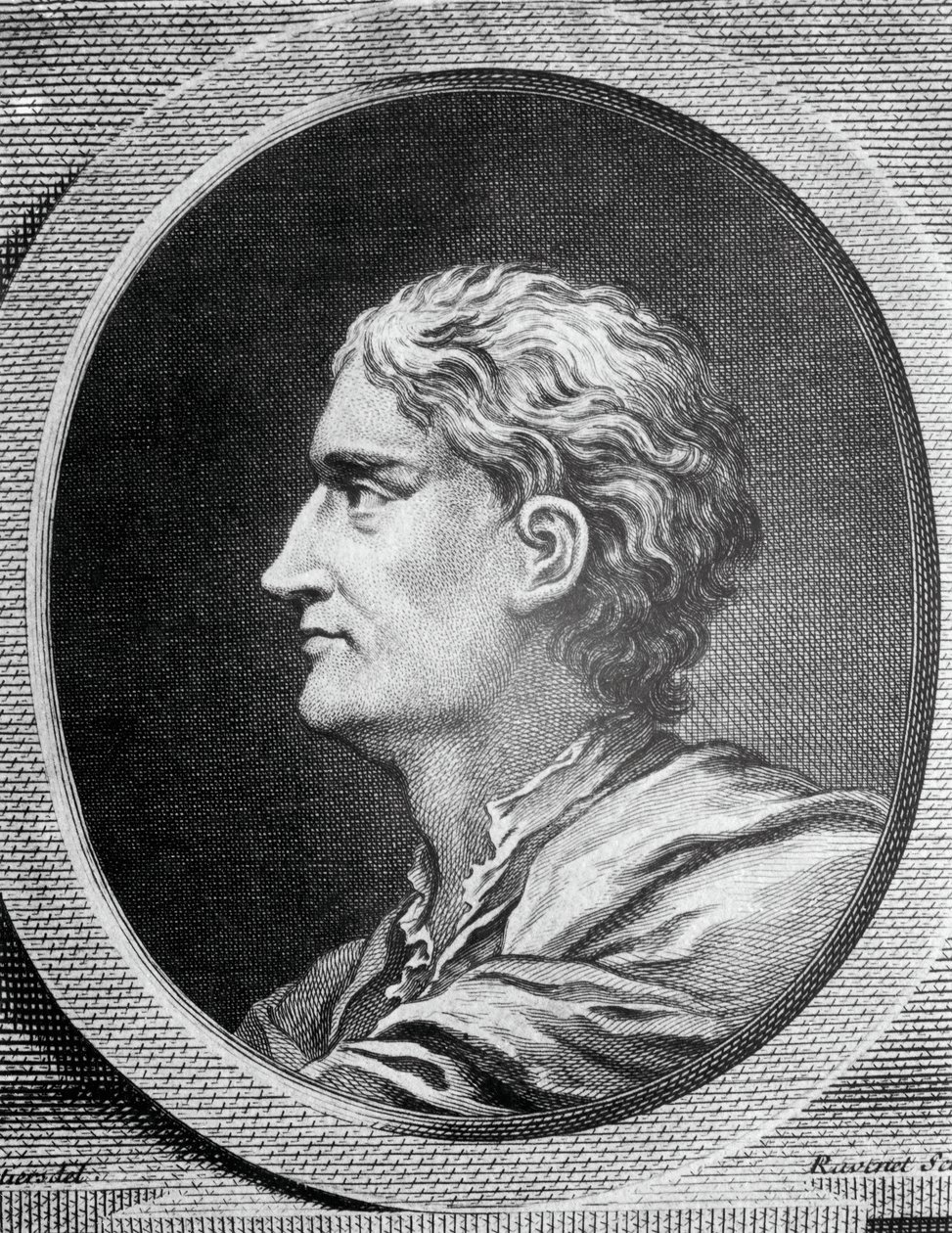 Muotokuva Isaac Newtonista (1642-1727), englantilainen fyysikko ja matemaatikko, Simon Francois Ravenet