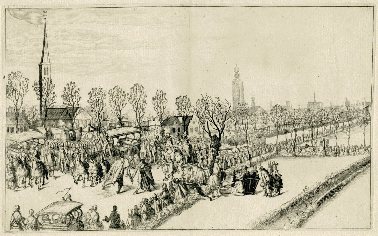 Viiden Espanjan suurlähettilään saapuminen Rijswijkiin helmikuussa 1608 Kohtauksia vuosien 1608 ja 1609 sodista (sarjan nimi) tekijältä Simon Frisius