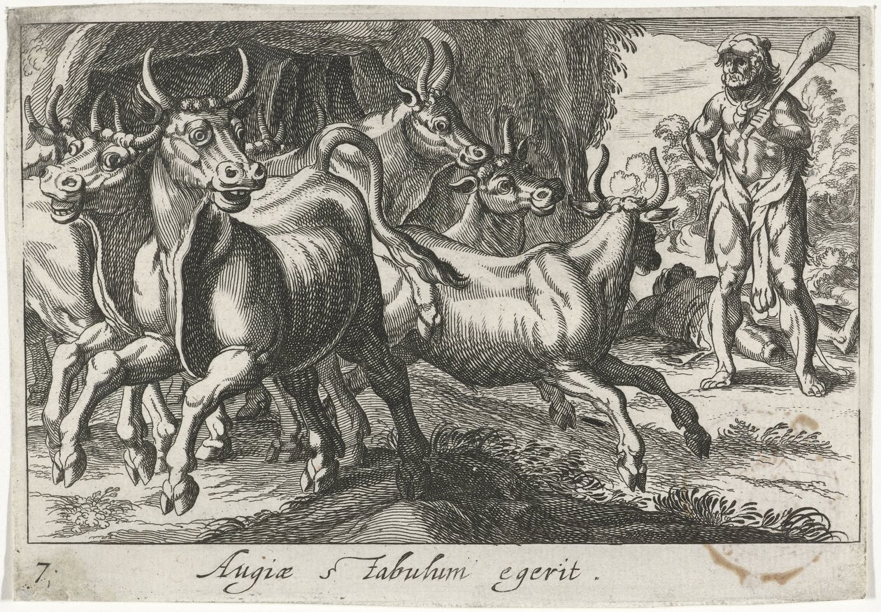 Hercules hoedt de kudde van Geryon (otsikko esineessä) Herculische-teeman (sarjan nimi) tekijältä Simon Frisius