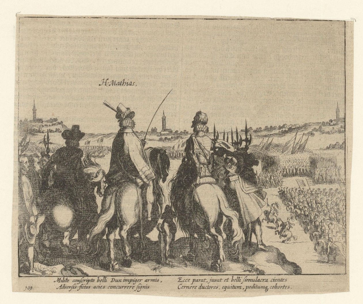 Matthias ja Oranian prinssi tarkastavat valtion armeijan, 1578 tekijältä Simon Frisius