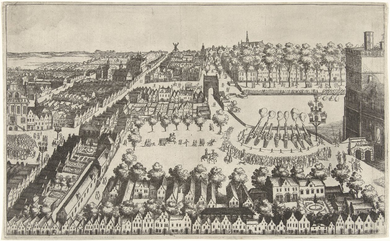 Juhlatulia Haagissa rauhansopimuksen julistamisen jälkeen, 1609 tekijältä Simon Frisius