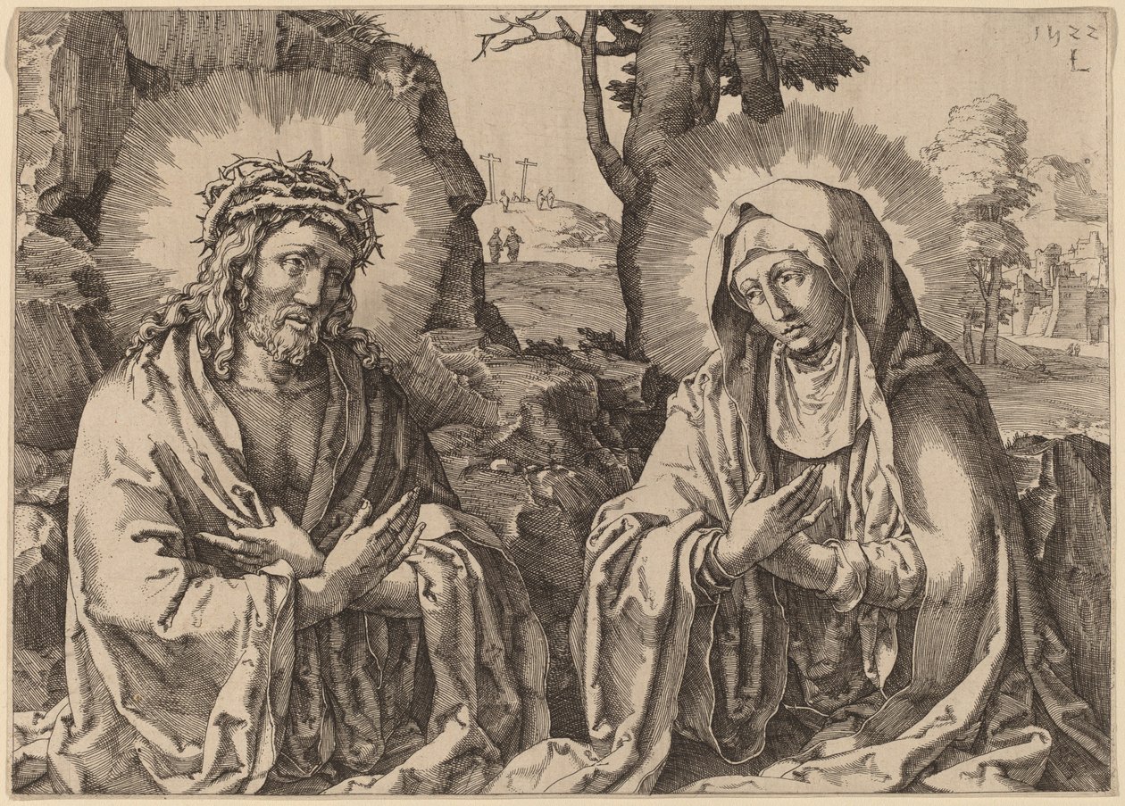 Vapahtaja ja Neitsyt tekijältä Simon Frisius after Lucas van Leyden