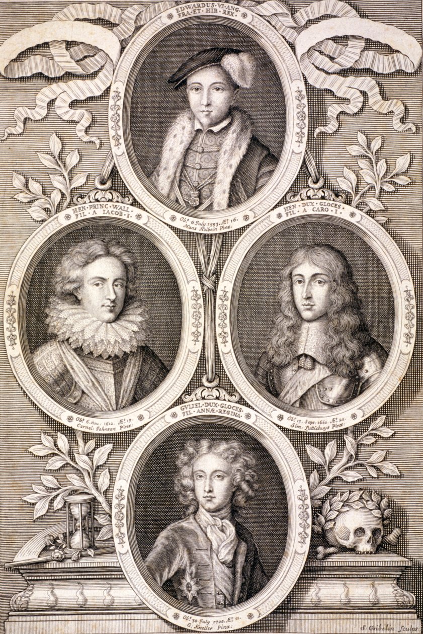 Edward VI, Henry ja William, Gloucesterin herttuat ja Henry, Walesin prinssi, 1700. tekijältä Simon Gribelin