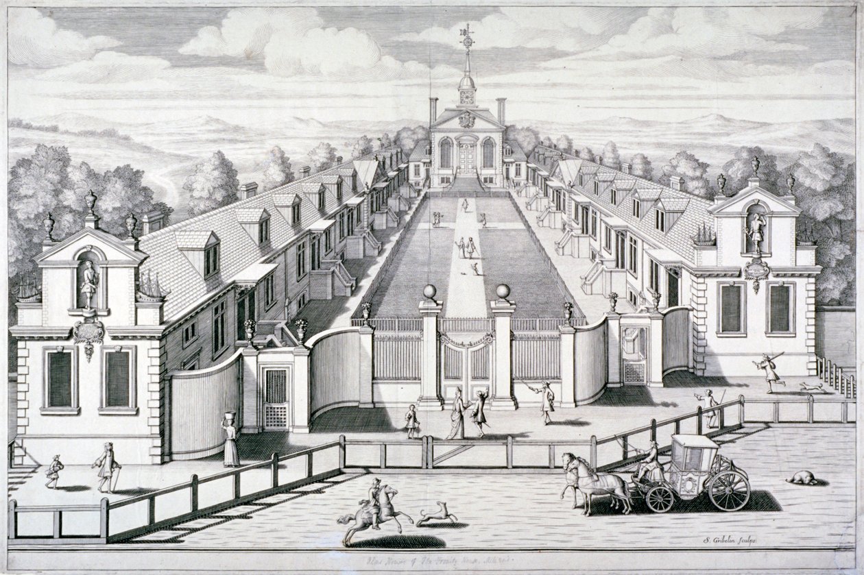 Trinity Almshouses, Mile End Road, Stepney, Lontoo, 1696. tekijältä Simon Gribelin