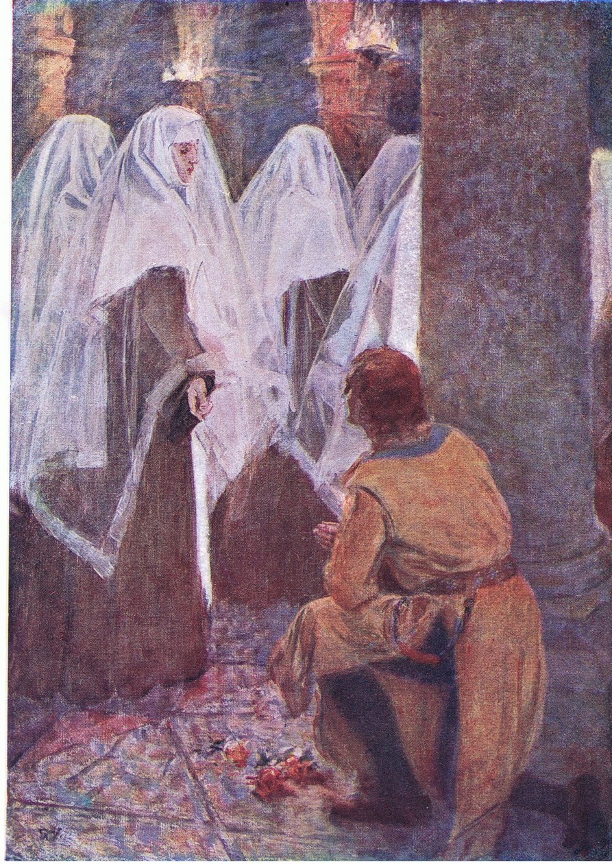 Ja taas ruusunuppu makasi leopardin ritarin jalkojen juuressa (väri litho) tekijältä Simon Harmon Vedder