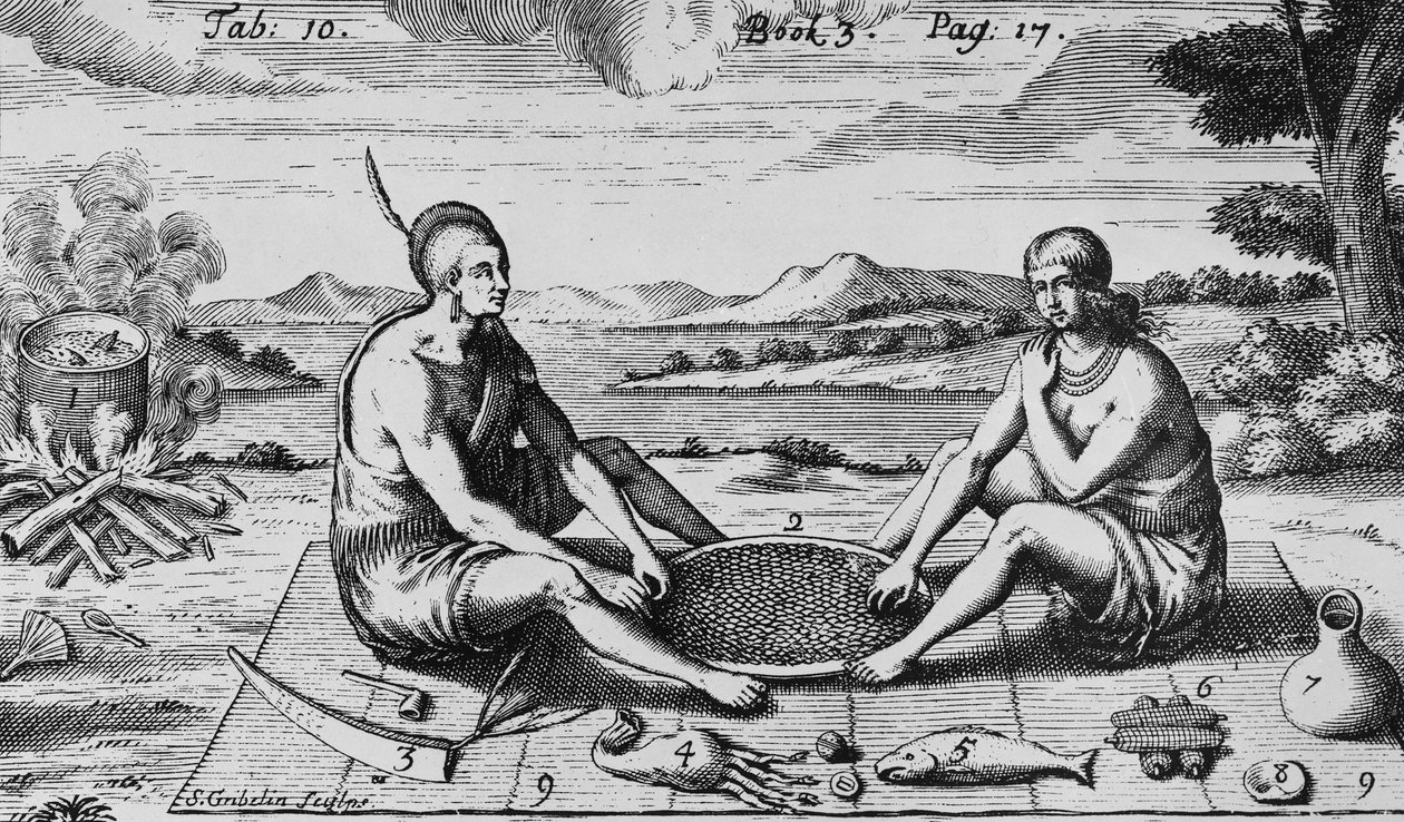 Mies ja hänen vaimonsa päivällisellä, 1705 tekijältä Simon II Gribelin