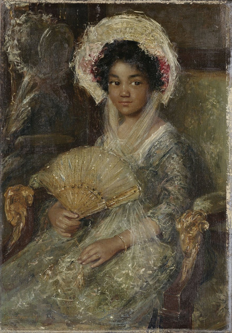Nuori nainen tuulettimen kanssa, c. 1906 (öljy kankaalle) tekijältä Simon Maris